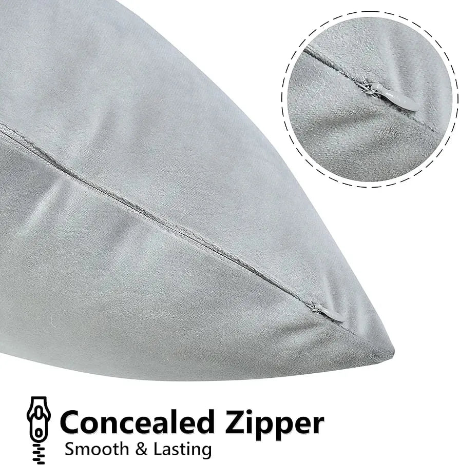 Velvet Fabric Cushion Cover (Light Grey)