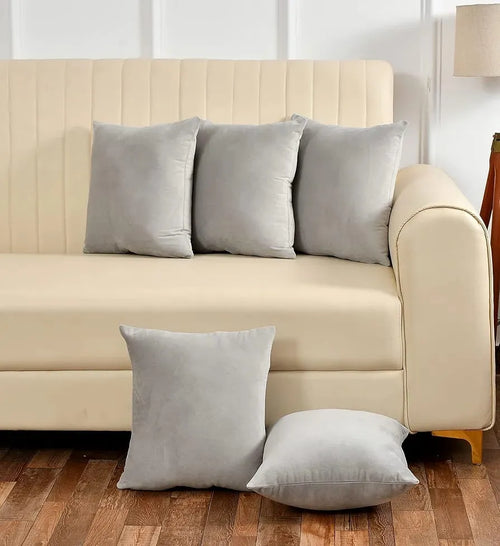 Velvet Fabric Cushion Cover (Light Grey)