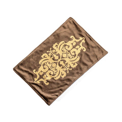 Brown Velvet Elegance 3-Piece Table Runner Mat Set – Front Velvet, Back Silk - Maira Textile