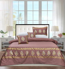 Rose Gold Color Block Print Cotton Satin 8-Piece Duvet Cover Set - Maira Textile