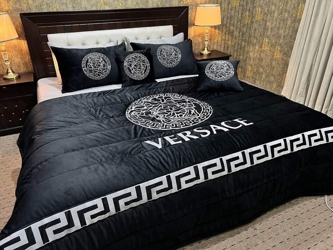 Versace Black Bridle Comforter Set – 8 Pieces - Maira Textile