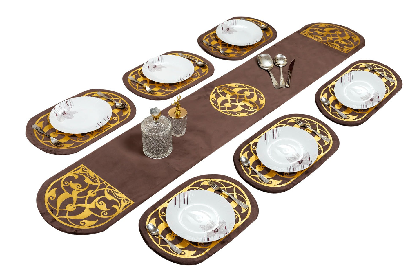 Brown Diamonds Luxe Table Set velvet