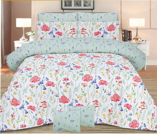 3pc Cotton Bedsheet Set Blue Sea Green Color