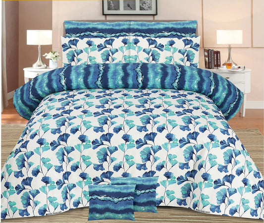 3pc Cotton Bedsheet Set Blue Floral