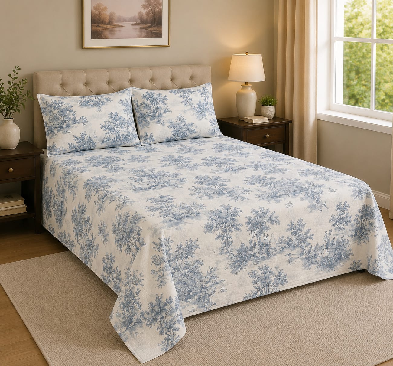 100% Export Quality Cotton Printed Bedsheet Set
