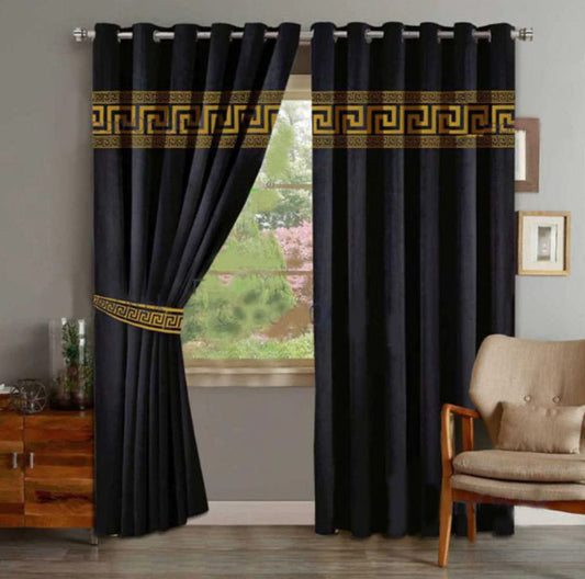 2 PCs Curtain Laser Cut Velvet Fabric Each Piece Size 50" By 90