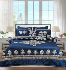 Navy Blue Bridal Bed Comforter Set – 8 PC’s - Maira Textile