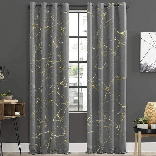 Imported texture Velvet Curtains Sprinkle Design Gray 2pcs