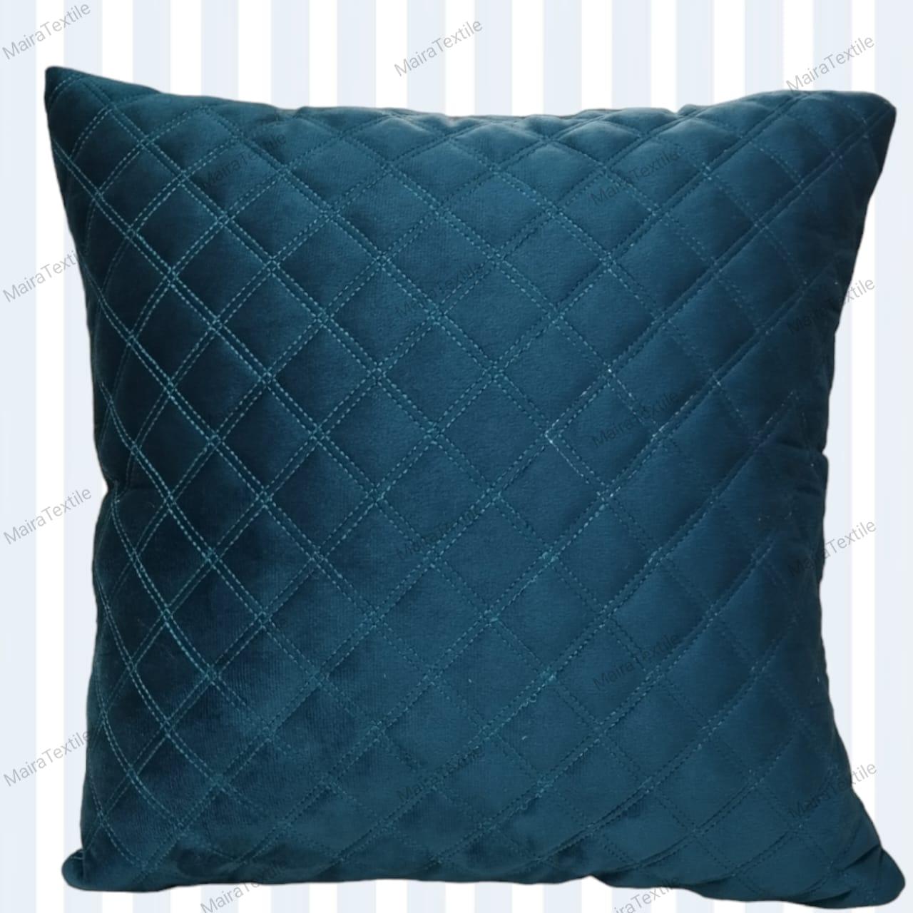 TEAL QUILTED CUSHION COVER - Maira Textile