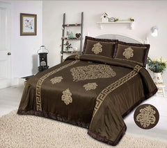 Brown Velvet Bridal Bedsheet With 2 Pillow Cover
